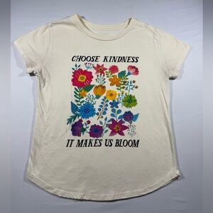 Choose Kindness It Makes Us Bloom Floral Graphic Tee Cream S boho artsy